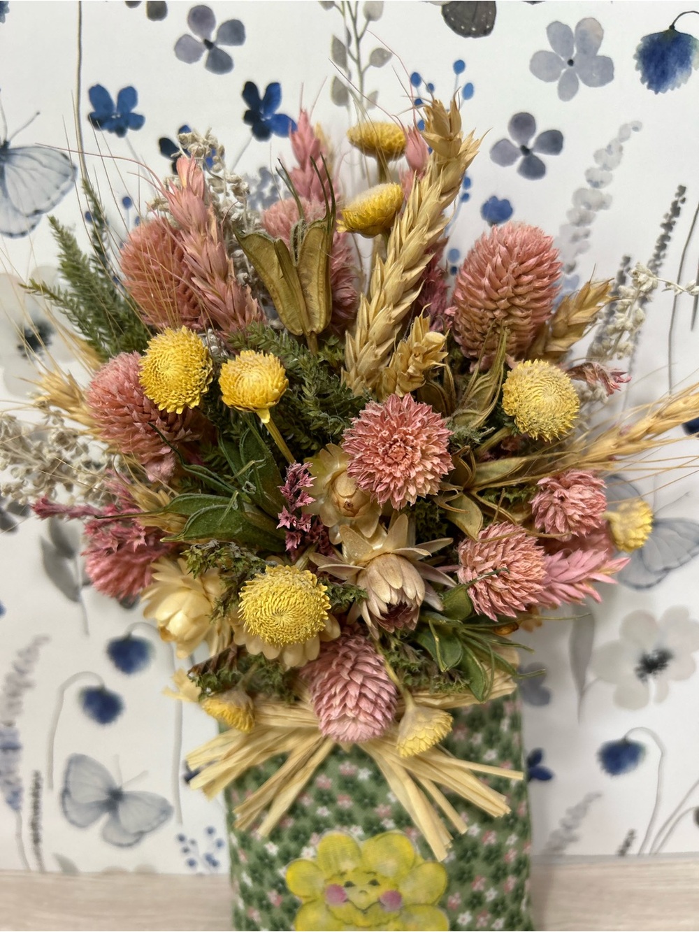 Handmade Dried Floral Arrangement Cottage Farmhouse Decor